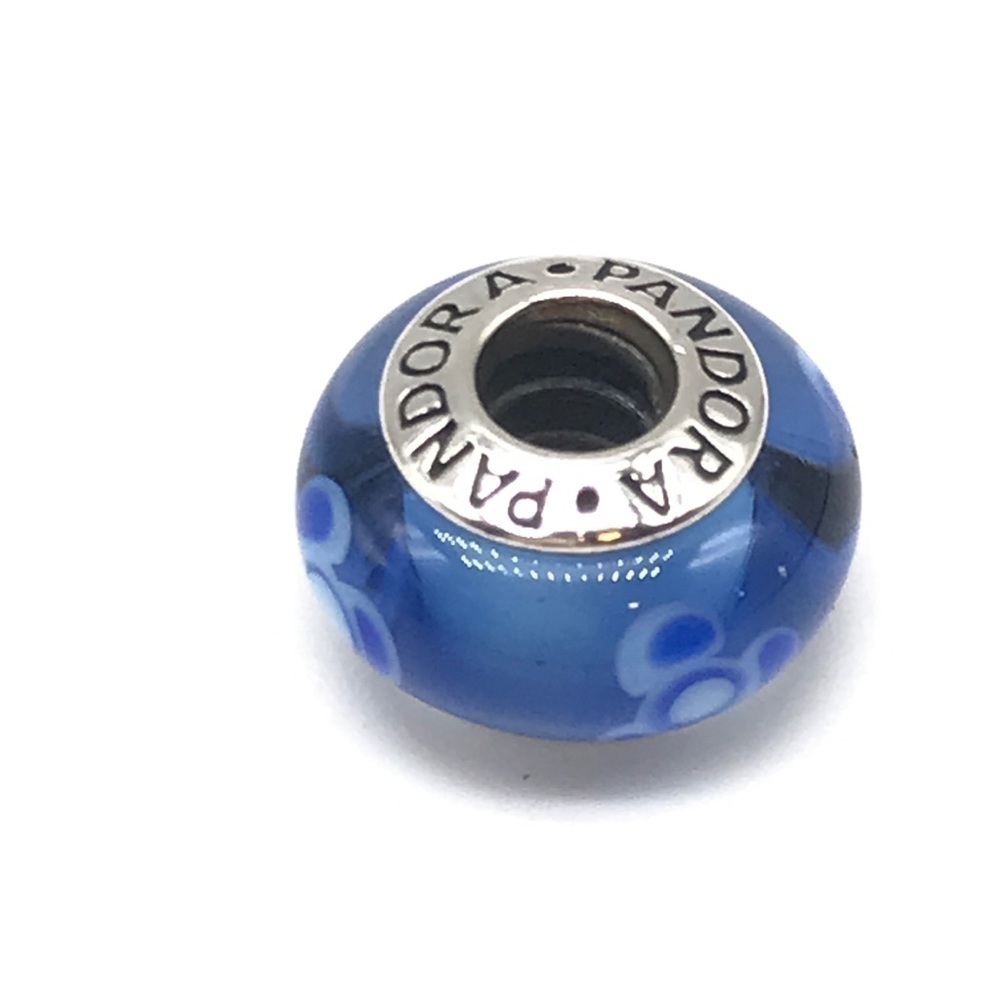 Pandora Blue Flowers Murano Glass Charm